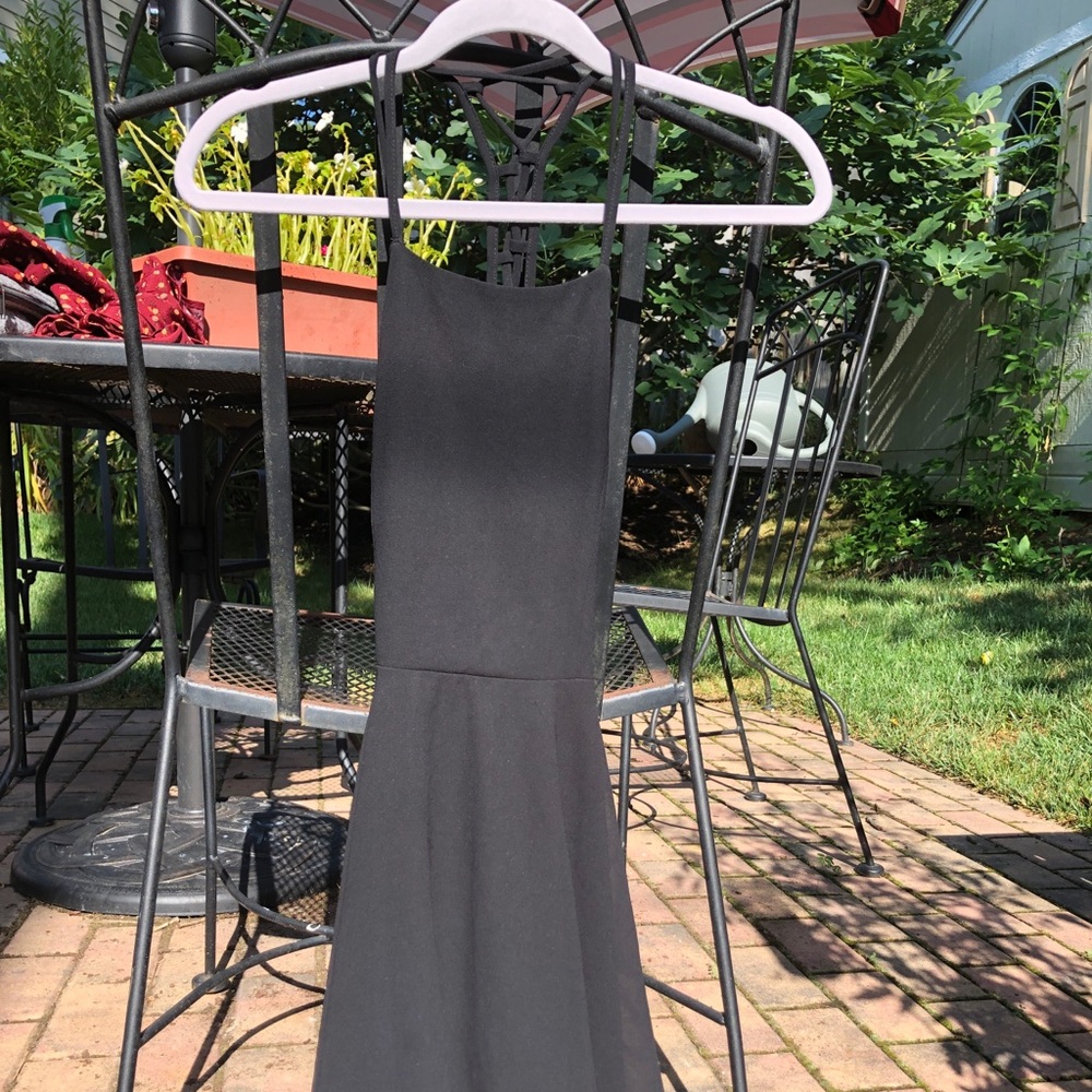 Black Skater Dress with Ties - Picture 3 of 4